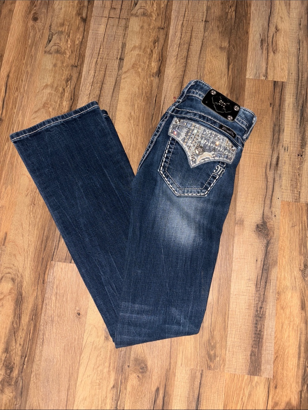 Miss Me Dark Blue Embellished Boot Cut Jeans